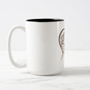 Bicolor Una taza con ilustración de arte lineal romántico