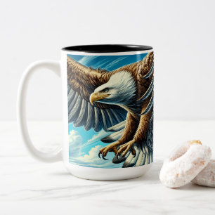 Bicolor una taza con la imagen de un águila fuerte volando
