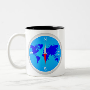 Bicolor Una taza para los que aman viajar con una brújula
