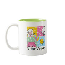V para la taza del vegano