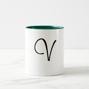 Bicolor V taza de la letra