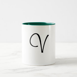 Bicolor V taza de la letra