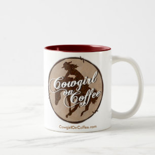 Bicolor "Vaquera en la TAZA blanca y roja del café"