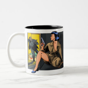 Bicolor Velda: taza de café de detective Chica