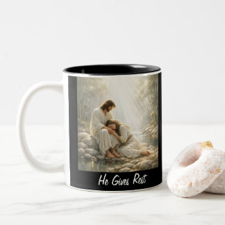 Bicolor Ven a Mí y Descansa - Taza