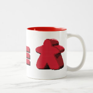 Bicolor Veo la taza de café roja de Meeple