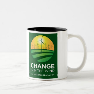 Bicolor Vientos de Obama del cambio 11oz. Taza