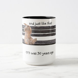 Bicolor Y justo como ese conejo en un banco Taza