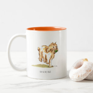 Bicolor "Yo y mi bola" Cockapoo dos entonaron la taza