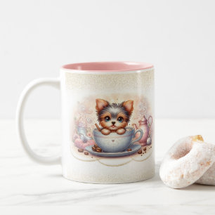 Bicolor Yorkie de taza de café