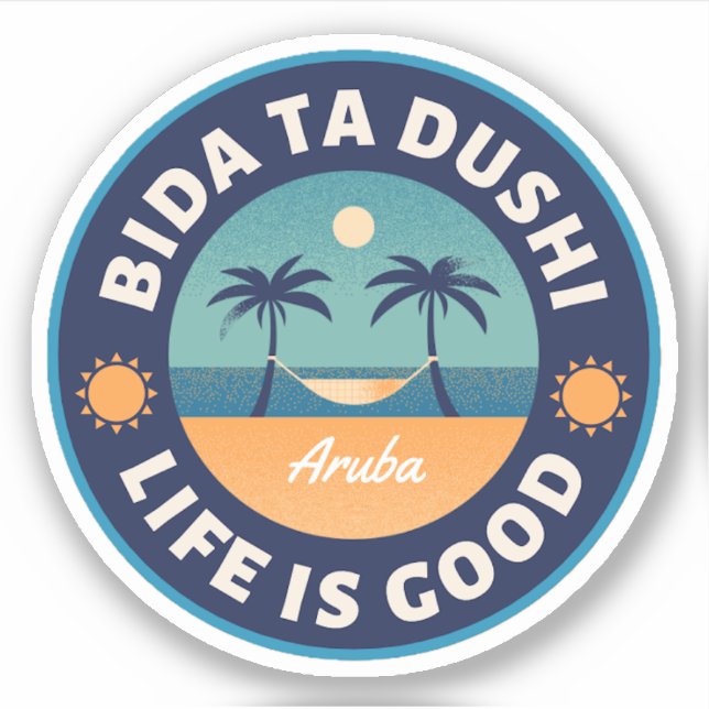 Bida Ta Dushi Aruba Happy Island Pegatina (Anverso)