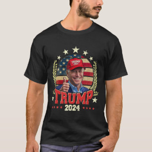Biden con camisa de sombrero rojo Trump divertido 