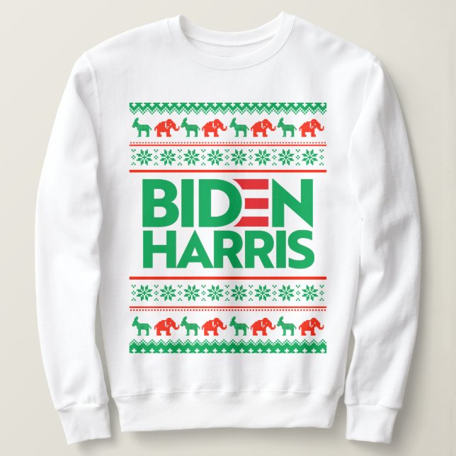 BIDEN HARRIS UGLY NAVIDADES SWEATER (Verde) (Anverso del diseño)