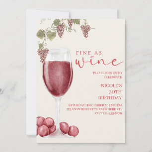 Bien como Vino Elegante Invitación de cumpleaños p