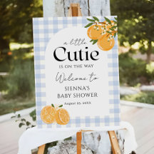 Bienvenida a Baby Shower de Citricos con Gingham N