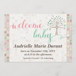 Bienvenida a bebé Invitación Pastel Tree Personali