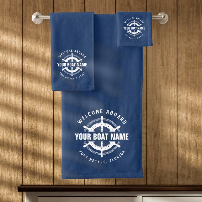 Bienvenida a bordo Nautical Boat Name Navy Blue (Subido por el creador)