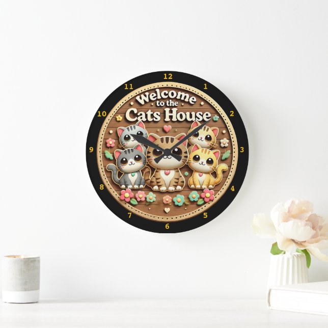 Bienvenida a casa de reloj de gato de Kawaii (Hogar)