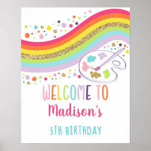 Bienvenida a cumpleaños del Fiesta de arte Rainbow