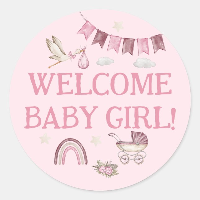 Bienvenida a la bebé Pegatina con una tormenta acu (Anverso)