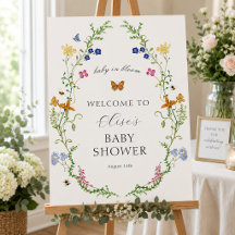 Bienvenida a la ducha de bebé 'Bebé en flor' capri