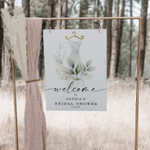 Bienvenida a la ducha nupcial de acuarela verde y 