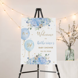 Bienvenida a moda Blue Balloons Floral Boy Baby Sh