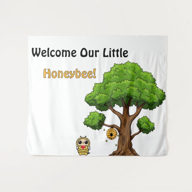 Bienvenida a nuestro Pequeño Tapiz Baby Shower de  (Anverso (horizontal))