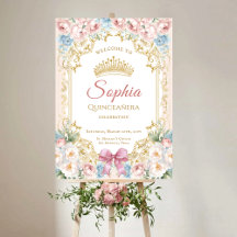 Bienvenida a Quinceanera Floral de Bow rosa