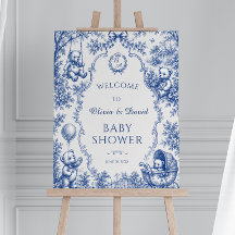 Bienvenida al baby shower del osito de Toile Azul
