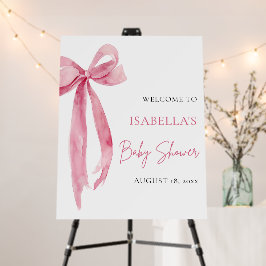 Bienvenida al Baby Shower Watercolor Pink Bow Coqu