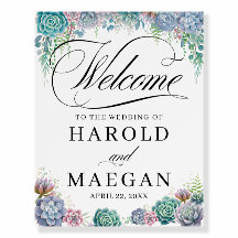 Bienvenida al Boda Boho Rubor Succulent