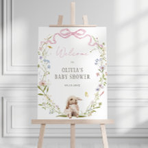 Bienvenida Baby Shower de Bunny Spring Bow Wreath