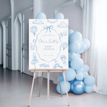 Bienvenida Baby Shower De Toile De Jouy Blue Boy
