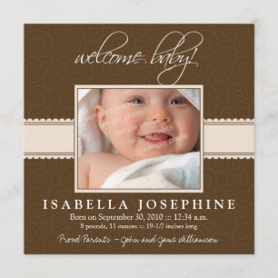 ¡Bienvenida Bebé! Anuncio de nacimiento de Taupe R