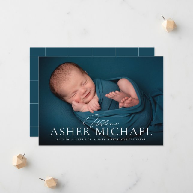 Bienvenida Bebé Invitación de foto de nacimiento C (Anverso/Reverso In Situ)