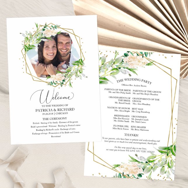 Bienvenida Boda Ceremonia Programa Greenery (Subido por el creador)