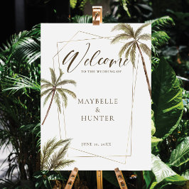 Bienvenida Boda de las Palmeras de Acuarela Tropic