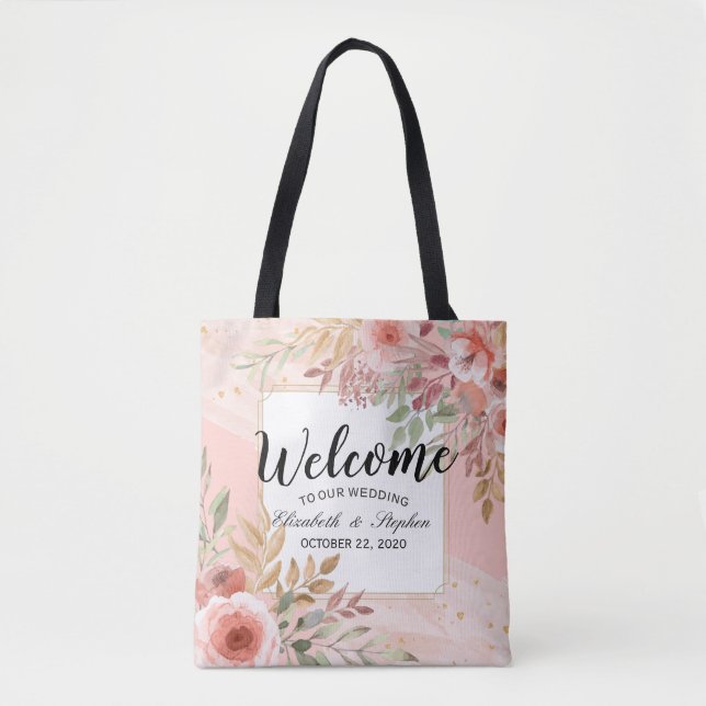Bienvenida boda Gracias Bolsa Regalo Flores Elegan (Anverso)