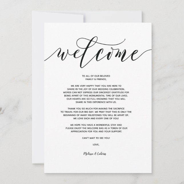 Bienvenida Boda moderno y tarjeta itinerante v6 (Anverso)
