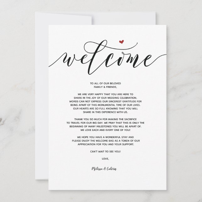 Bienvenida Boda moderno y tarjeta itinerante v9 (Anverso)