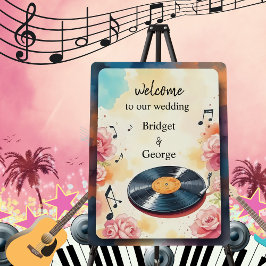 bienvenida boda musical musical floral con acuarel