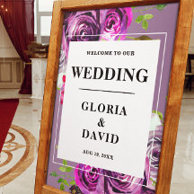 Bienvenida Boda romántico morado floral