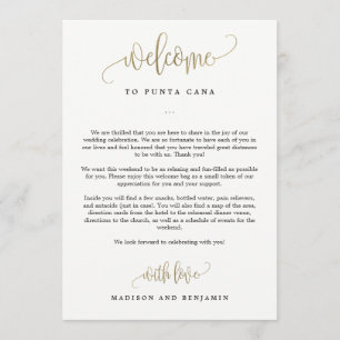 Bienvenida boda Y Faux Gold De Tarjeta Itineraria