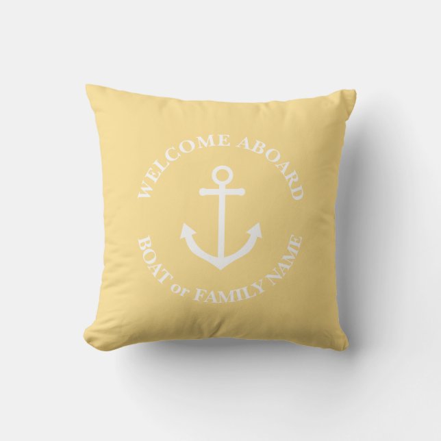 Bienvenida de ancla náutica a bordo de almohada pe (Anverso)