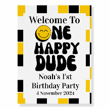 Bienvenida de primer cumpleaños de un tipo feliz