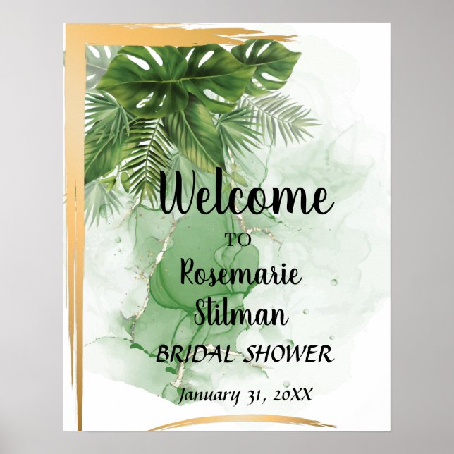 Bienvenida Ducha Nupcial Señal de Palma Tropical (Frente)