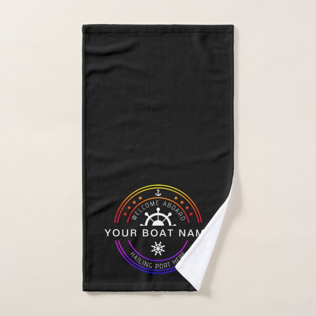 Bienvenida el nombre del barco del Personalizado d (Toalla de mano)