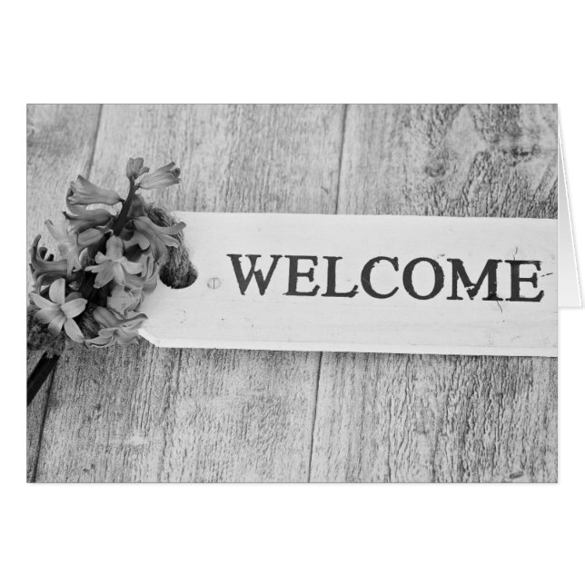 Bienvenida floral Hyacinin Purple Wood Rótulo Spri (Anverso (Horizontal))