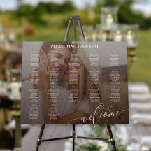 Bienvenida Foto Boda 17 Mesas Escritura Blanca